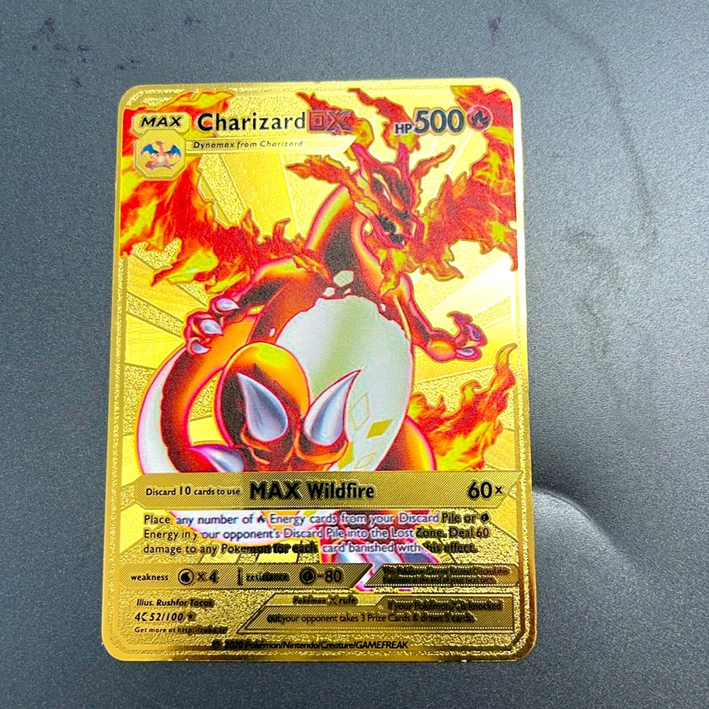 Charizard DX Gold Metal Pokémon card wildfire HP 500